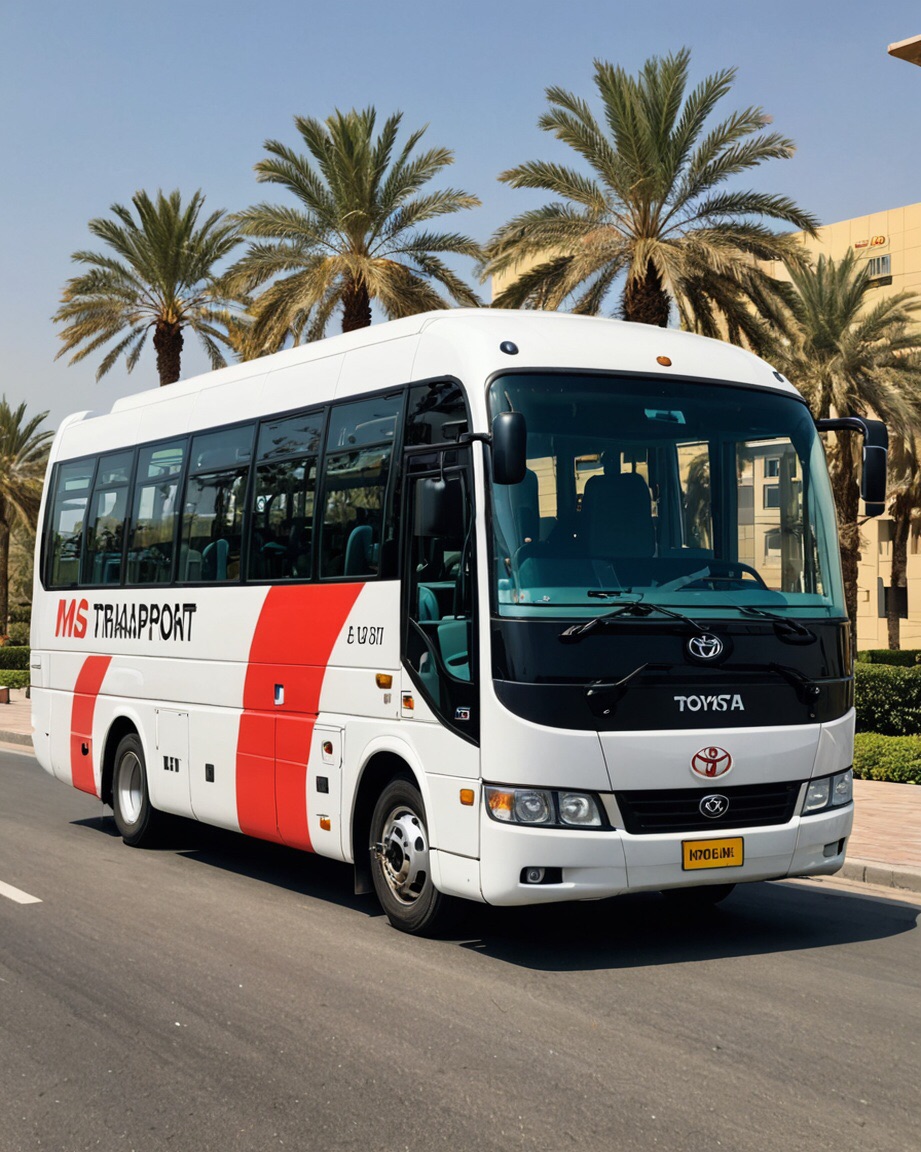 50-seater large coach bus for staff transport rental in Al Quoz, Dubai
